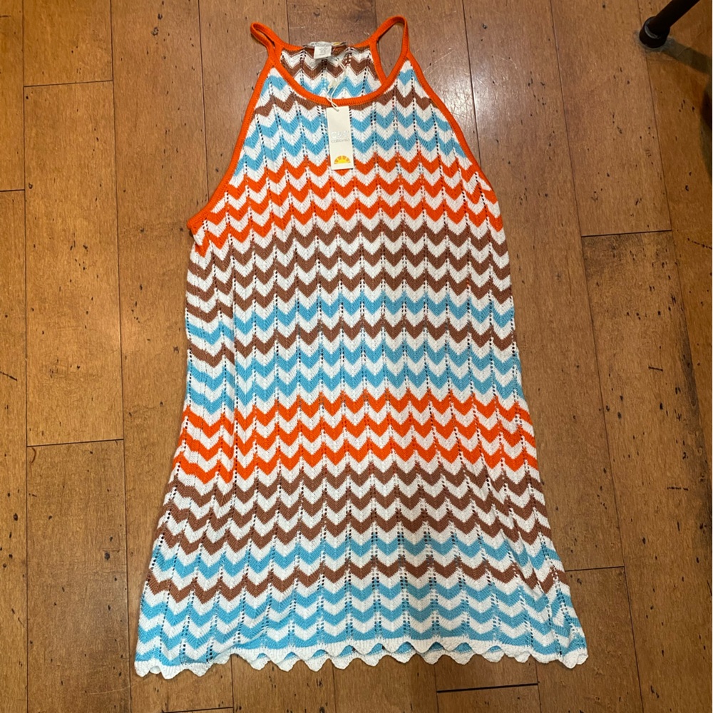 C&C California Vibrant Chevron Stripe Sleeveless Dress /‎ Swim Cover Up X-Large
